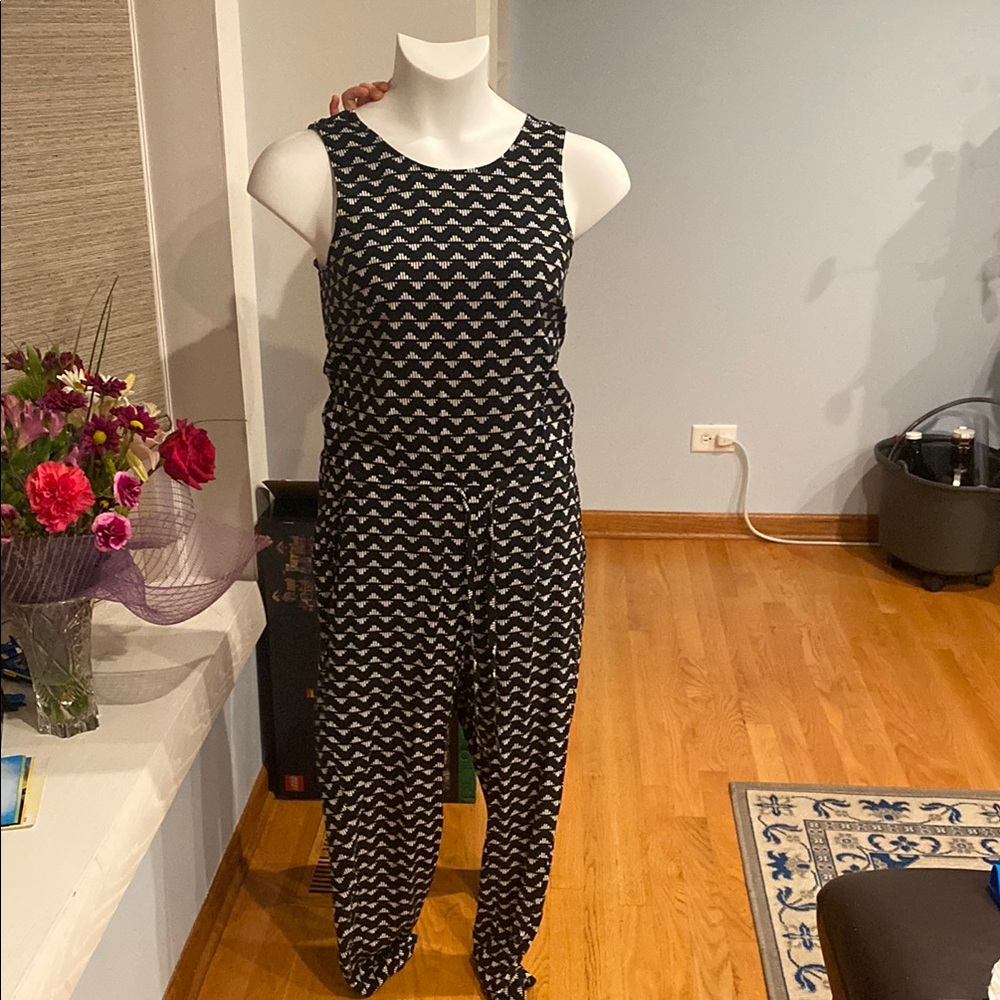 Old Navy Black and White Chevron Jumpsuit